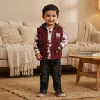Boys 3-Piece Hooded Vest, Tie-Dye Top & Cargo Pants Set – Maroon & Black "Urban" Print